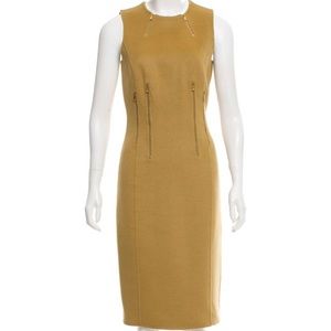 Zipper Accented Wool-Blend Dress